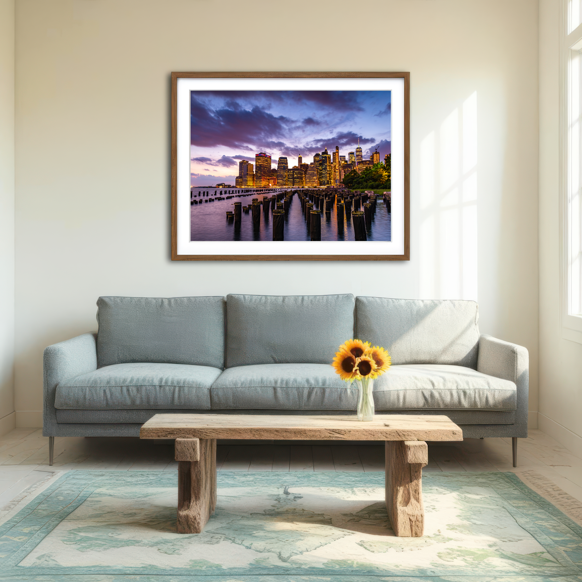 AUTO-MOCKUP ROOM | Colorful New York Skyline Wall Art