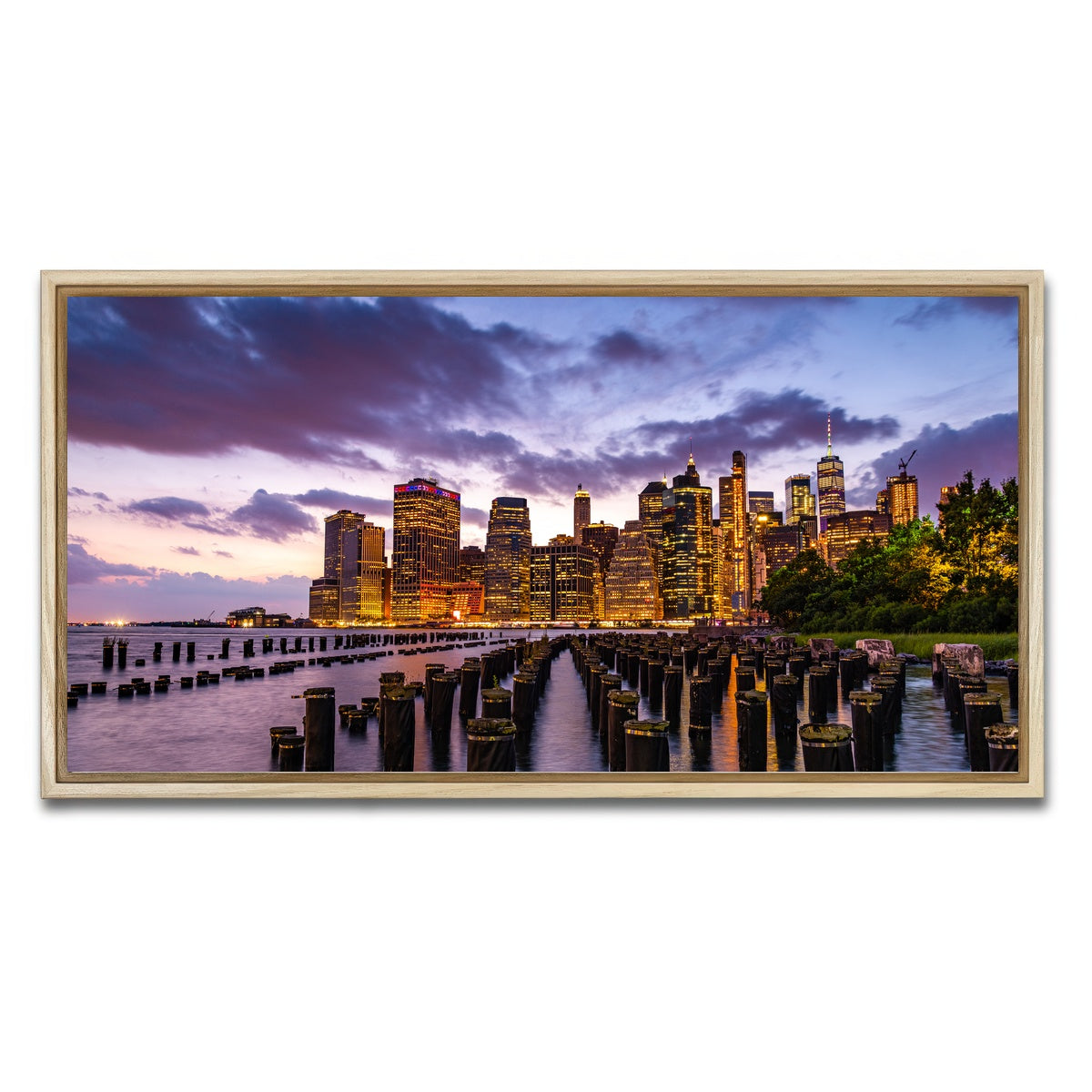 AUTO-MOCKUP WHITE | Colorful New York Skyline | 1 Piece | Natural Framed Canvas | group=2x1