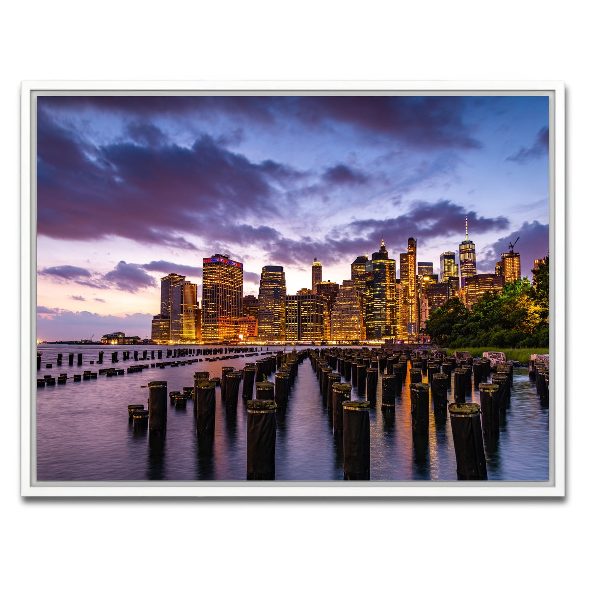 AUTO-MOCKUP WHITE | Colorful New York Skyline | 1 Piece | White Framed Canvas | group=4x3