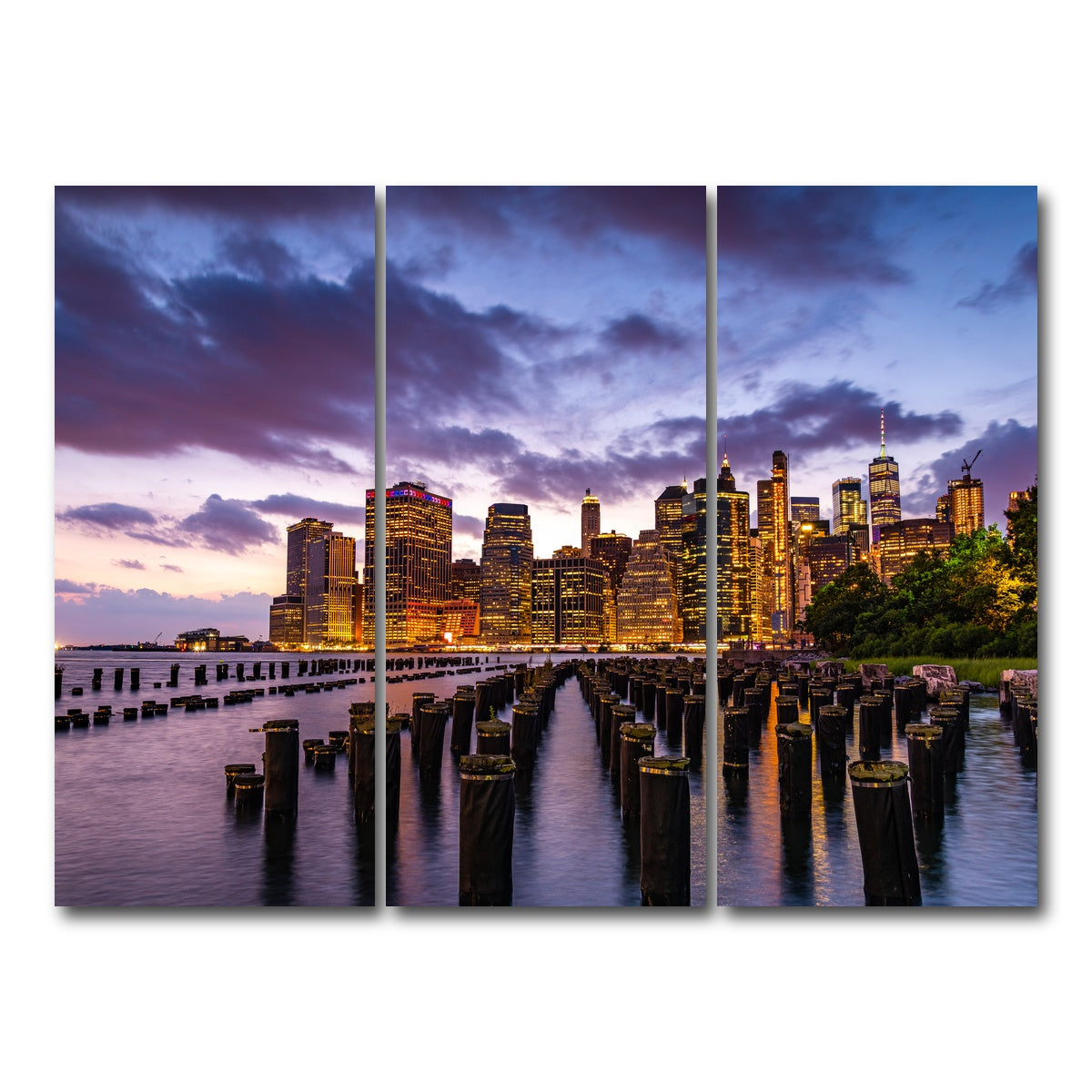 AUTO-MOCKUP WHITE | Colorful New York Skyline | 3 Piece | Gallery Wrap Canvas | group=8x18