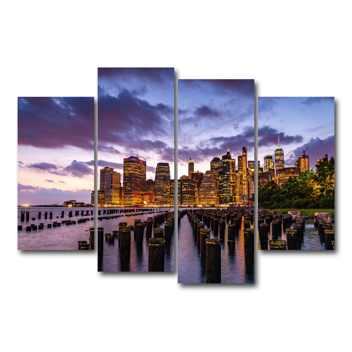 AUTO-MOCKUP WHITE | Colorful New York Skyline | 4 Piece | Gallery Wrap Canvas | group=4_short