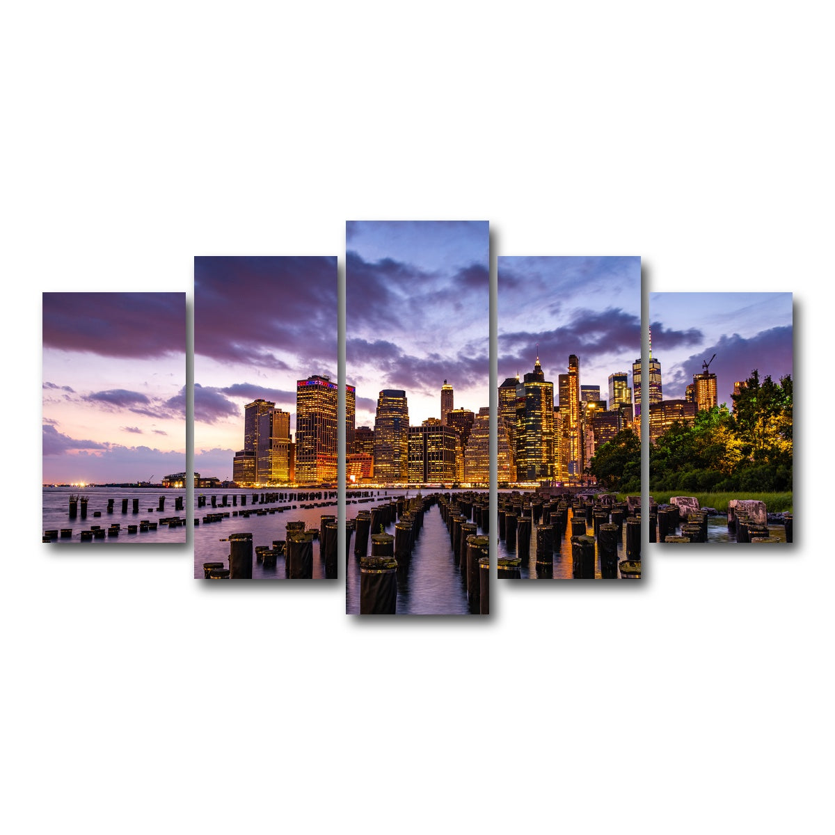 AUTO-MOCKUP WHITE | Colorful New York Skyline | 5 Piece | Gallery Wrap Canvas | group=5_normal