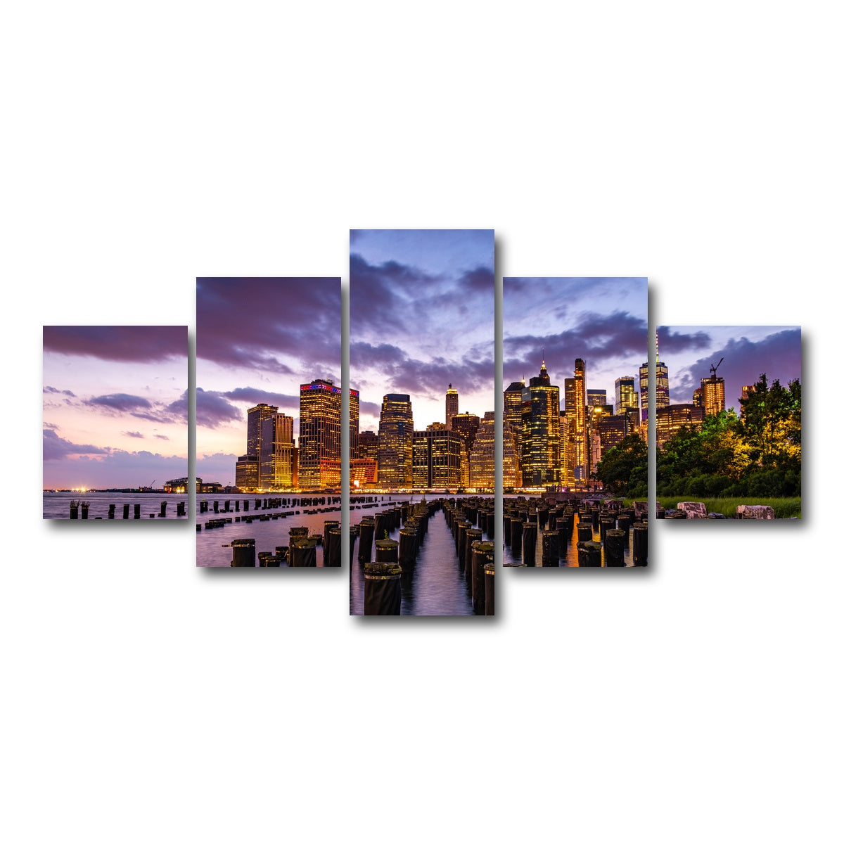 AUTO-MOCKUP WHITE | Colorful New York Skyline | 5 Piece | Gallery Wrap Canvas | group=5_short