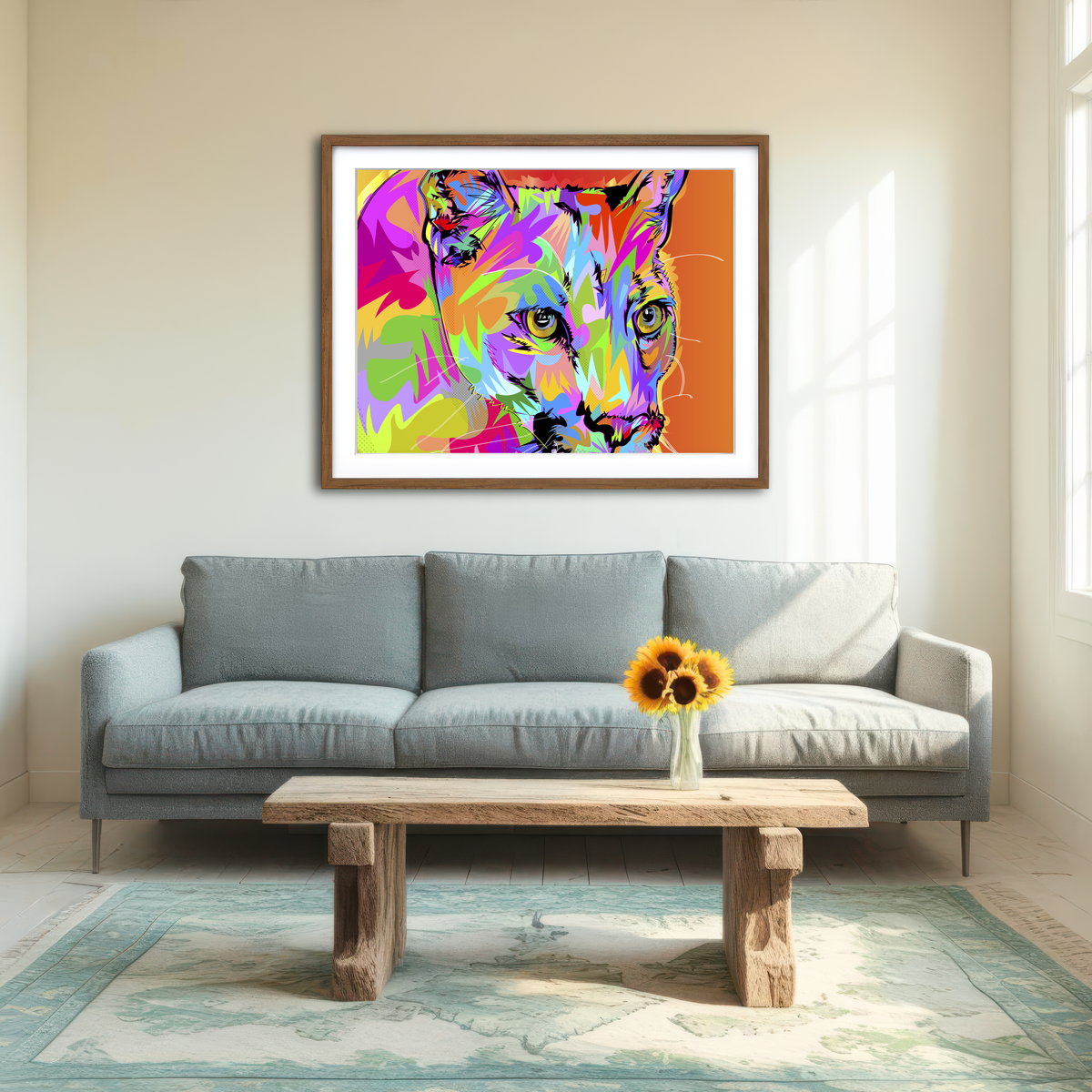 AUTO-MOCKUP ROOM | Colorful Panther Wall Art