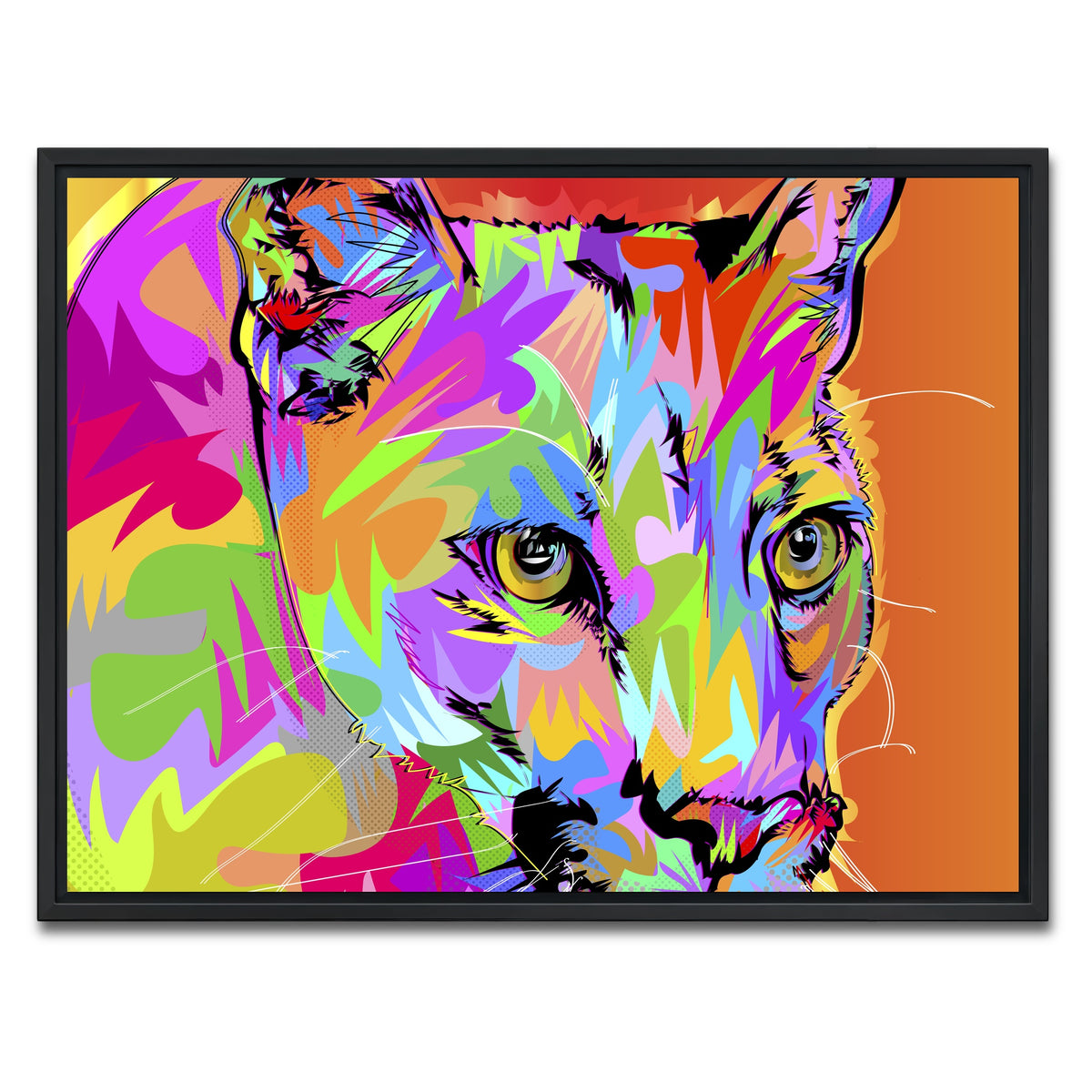 AUTO-MOCKUP WHITE | Colorful Panther | 1 Piece | Black Framed Canvas | group=4x3