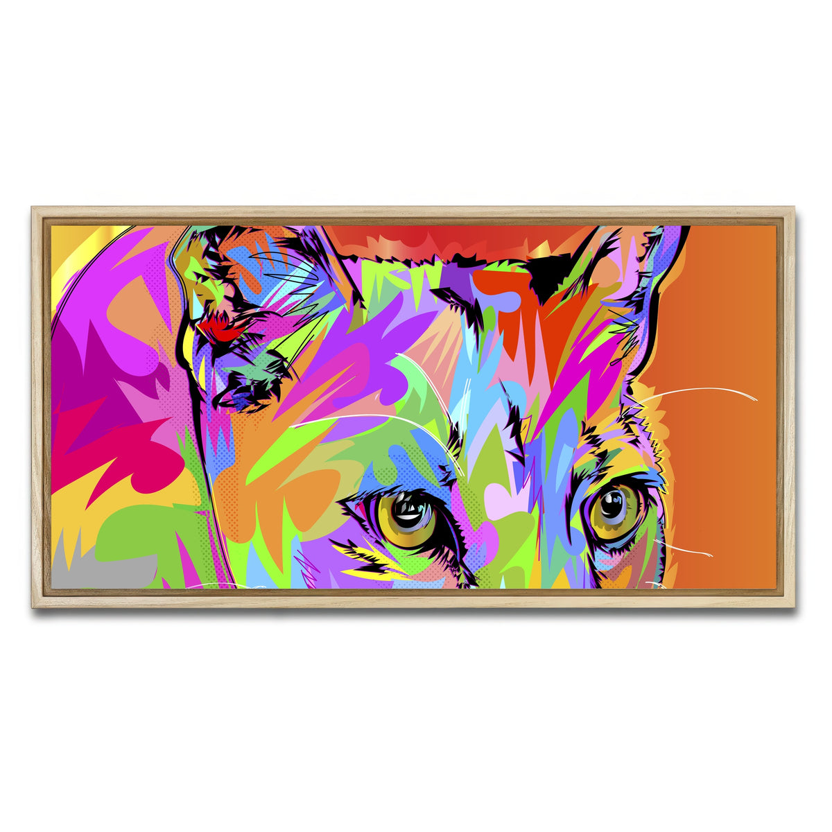AUTO-MOCKUP WHITE | Colorful Panther | 1 Piece | Natural Framed Canvas | group=2x1