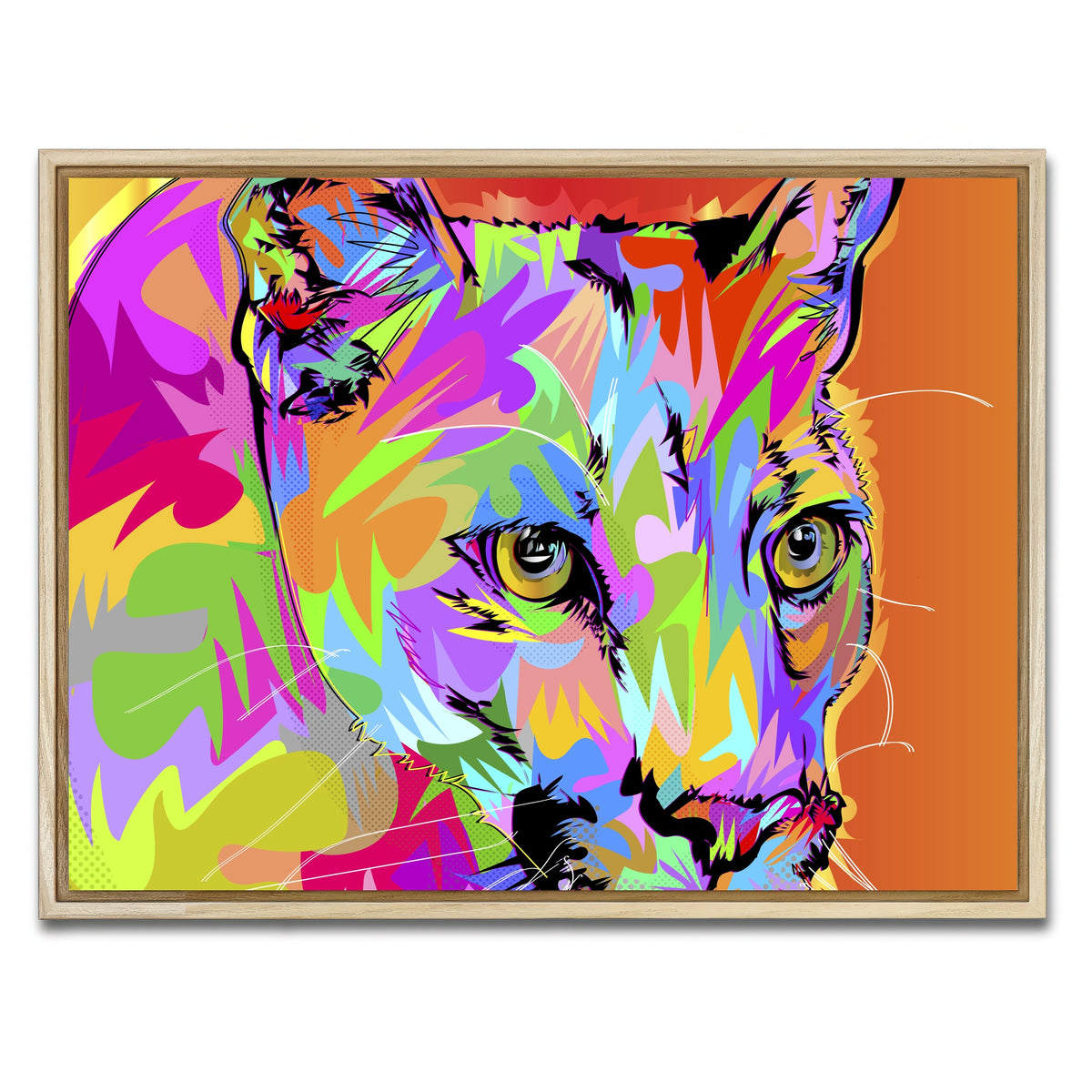 AUTO-MOCKUP WHITE | Colorful Panther | 1 Piece | Natural Framed Canvas | group=4x3