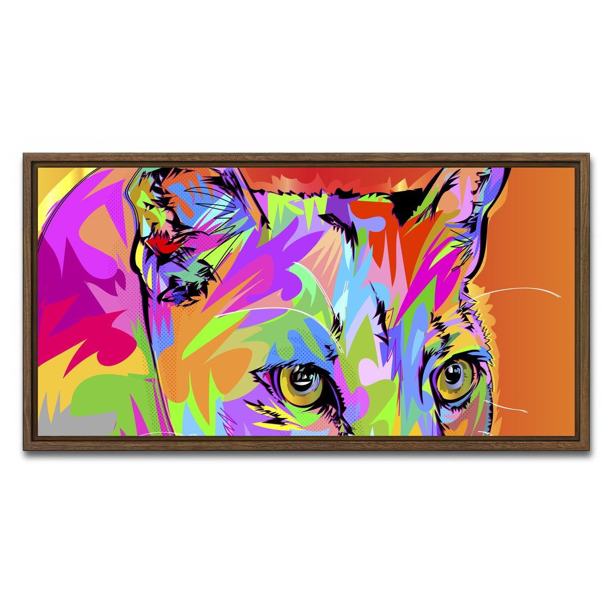 AUTO-MOCKUP WHITE | Colorful Panther | 1 Piece | Walnut Framed Canvas | group=2x1