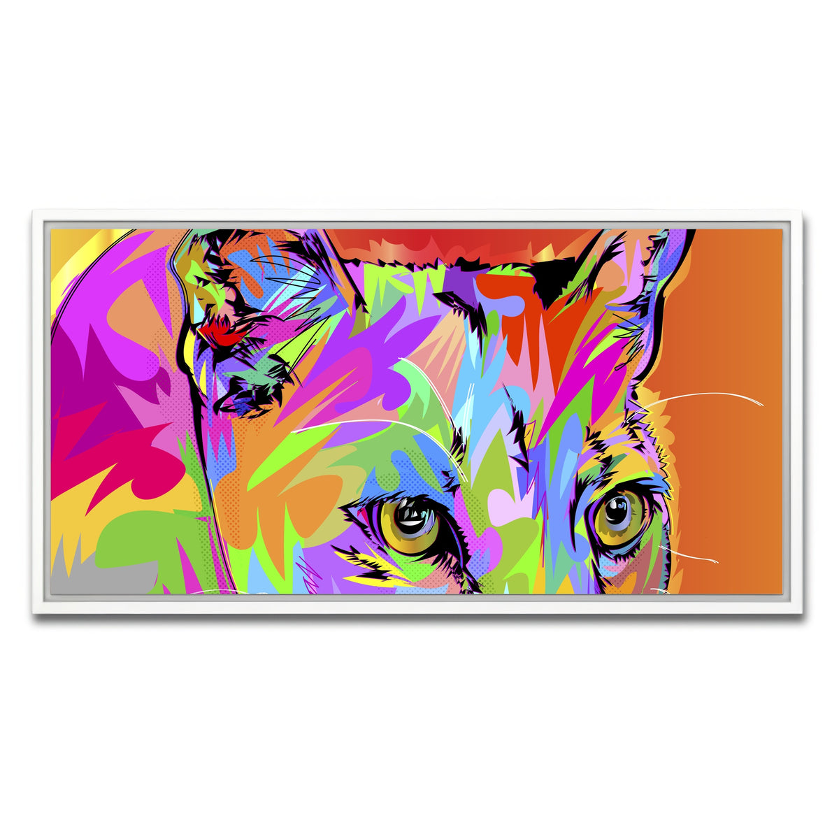 AUTO-MOCKUP WHITE | Colorful Panther | 1 Piece | White Framed Canvas | group=2x1
