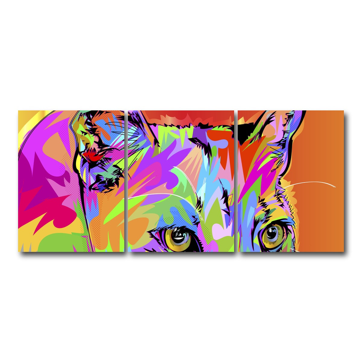 AUTO-MOCKUP WHITE | Colorful Panther | 3 Piece | Gallery Wrap Canvas | group=18x24