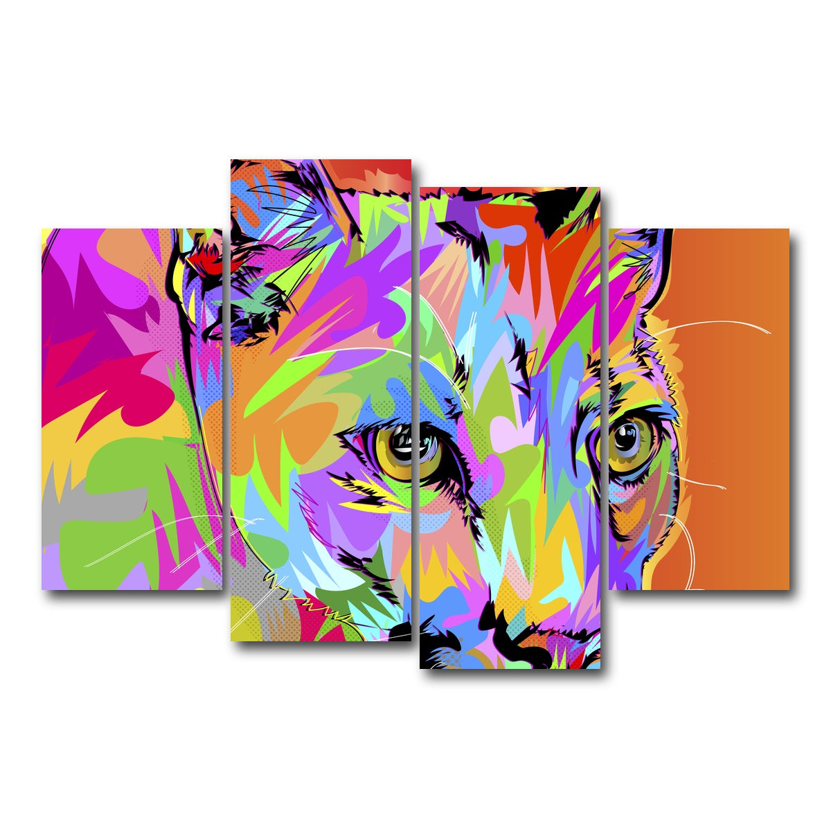 AUTO-MOCKUP WHITE | Colorful Panther | 4 Piece | Gallery Wrap Canvas | group=4_short