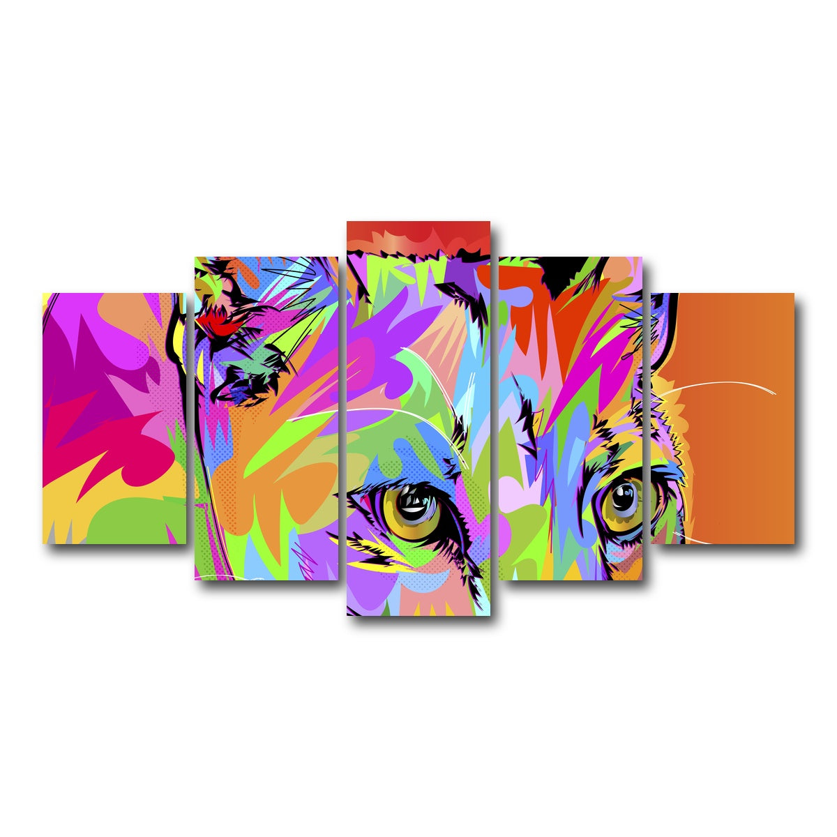 AUTO-MOCKUP WHITE | Colorful Panther | 5 Piece | Gallery Wrap Canvas | group=5_normal