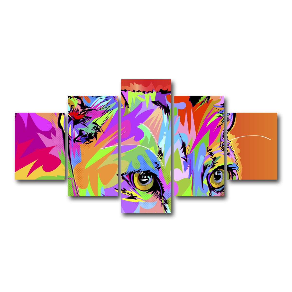 AUTO-MOCKUP WHITE | Colorful Panther | 5 Piece | Gallery Wrap Canvas | group=5_short