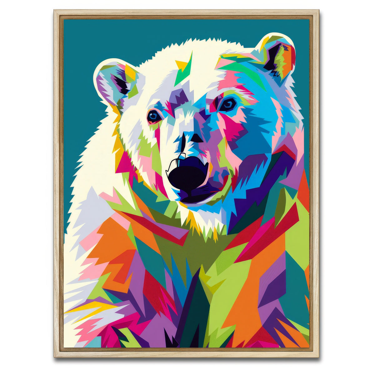 AUTO-MOCKUP WHITE | Colorful Polar Bear | 1 Piece | Natural Framed Canvas | group=3x4