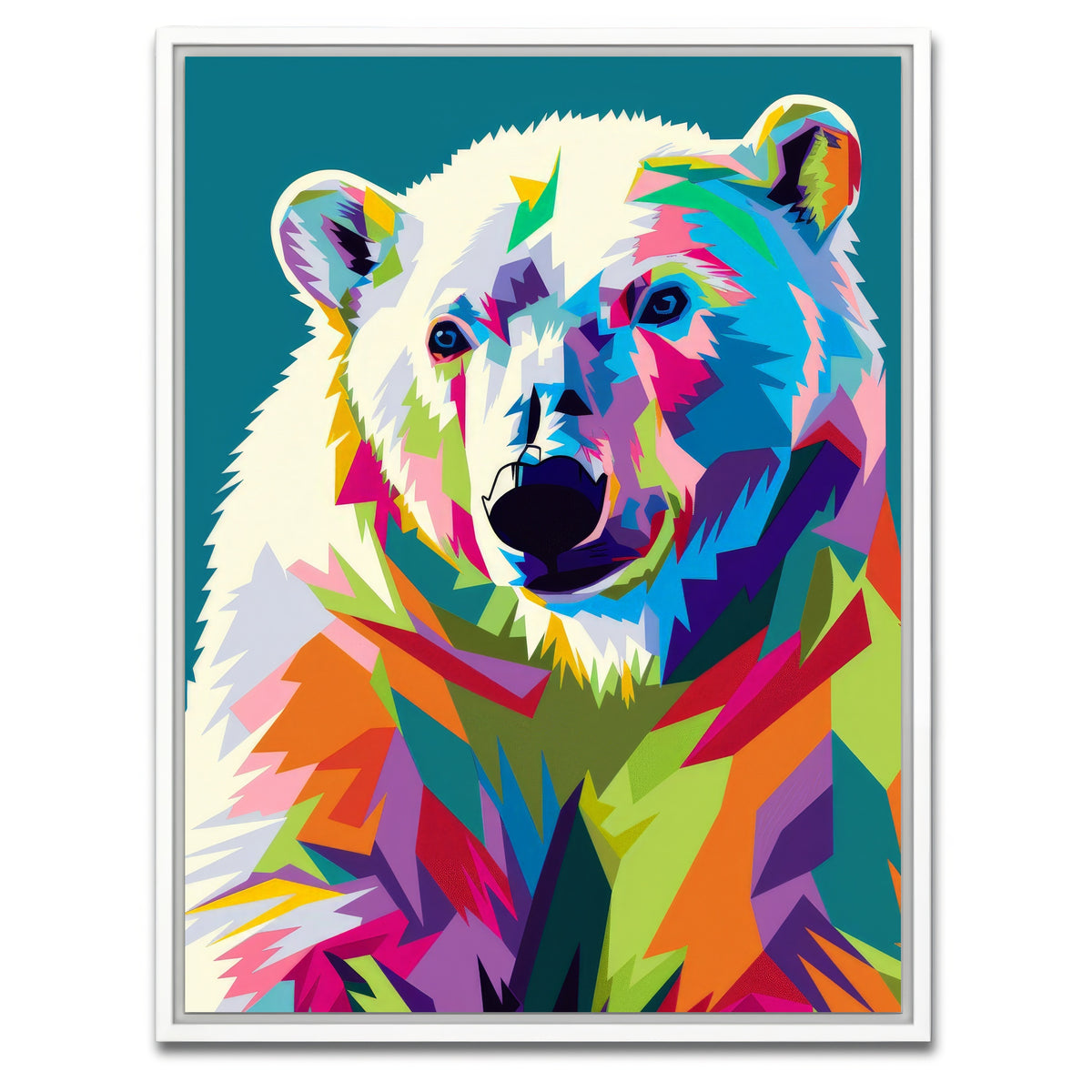 AUTO-MOCKUP WHITE | Colorful Polar Bear | 1 Piece | White Framed Canvas | group=3x4
