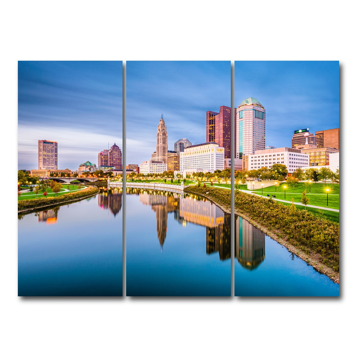 AUTO-MOCKUP WHITE | Columbus Ohio Skyline | 3 Piece | Gallery Wrap Canvas | group=8x18