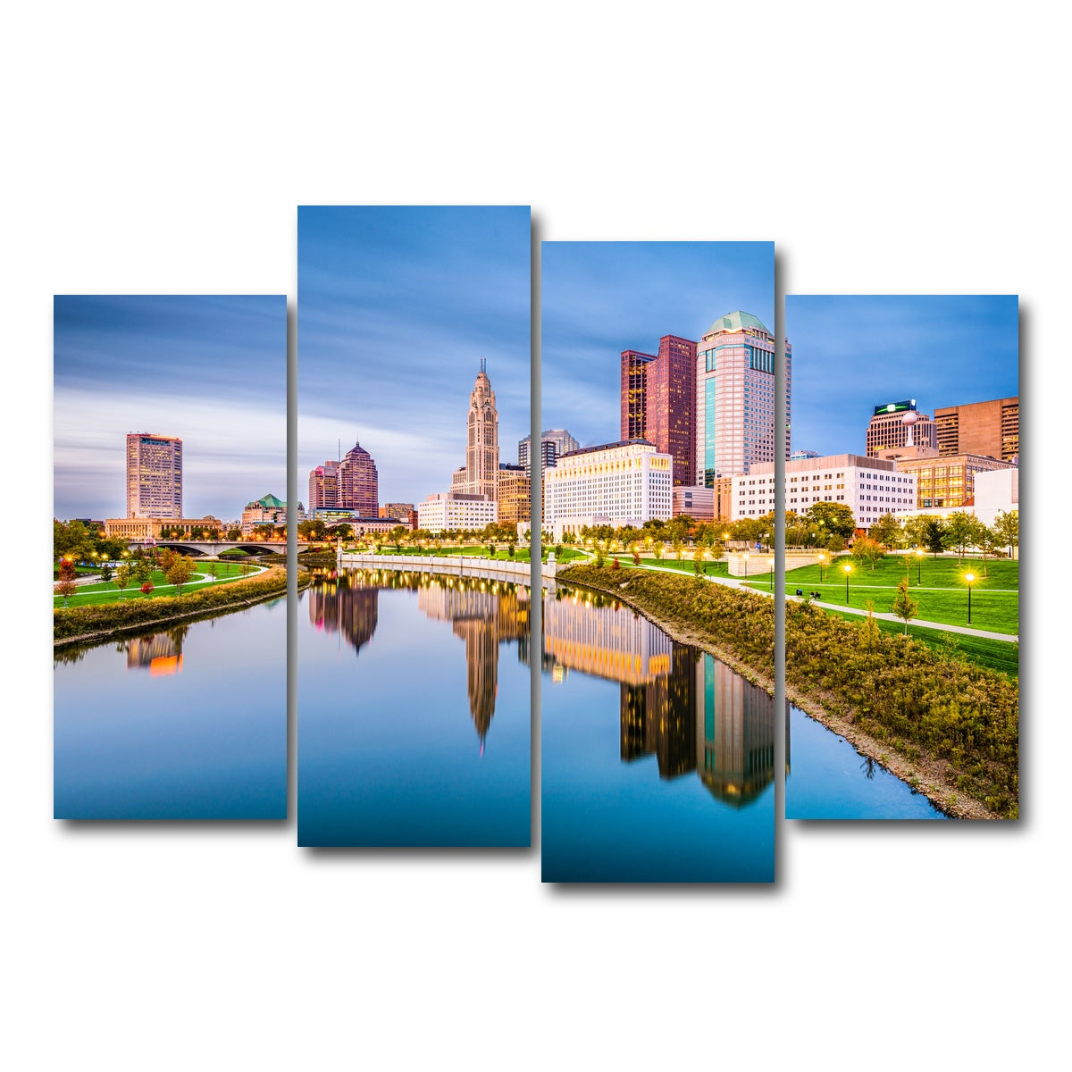 AUTO-MOCKUP WHITE | Columbus Ohio Skyline | 4 Piece | Gallery Wrap Canvas | group=4_normal