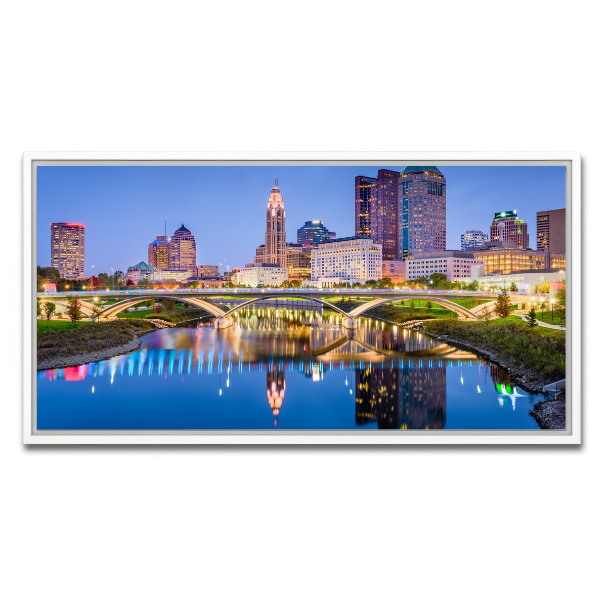 AUTO-MOCKUP WHITE | Columbus Skyline | 1 Piece | White Framed Canvas | group=2x1