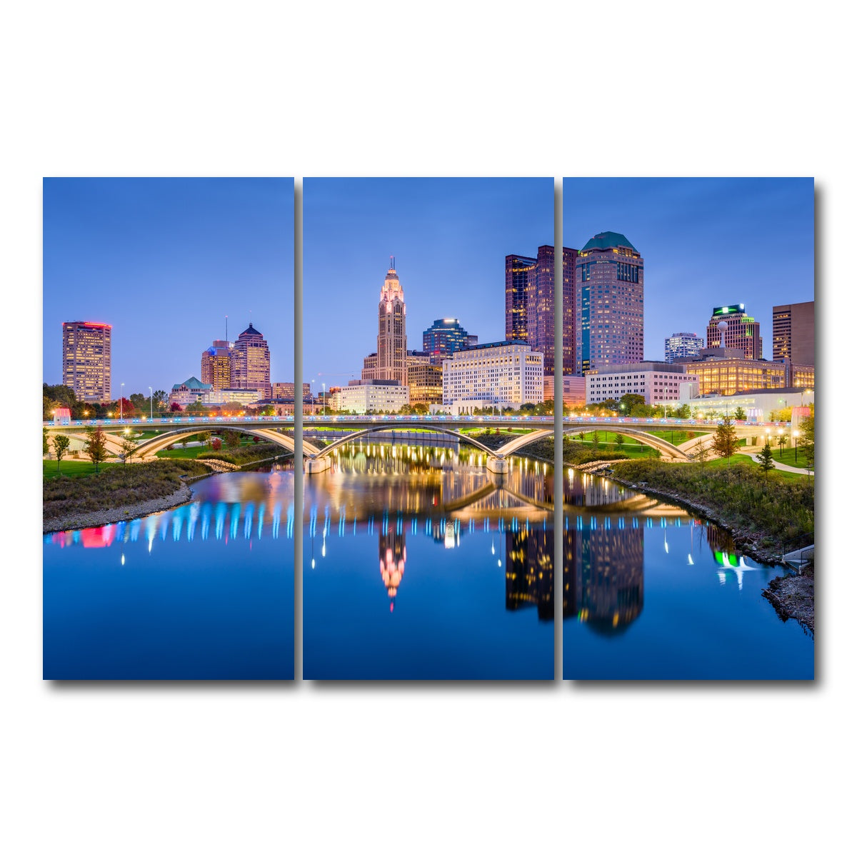 AUTO-MOCKUP WHITE | Columbus Skyline | 3 Piece | Gallery Wrap Canvas | group=12x24