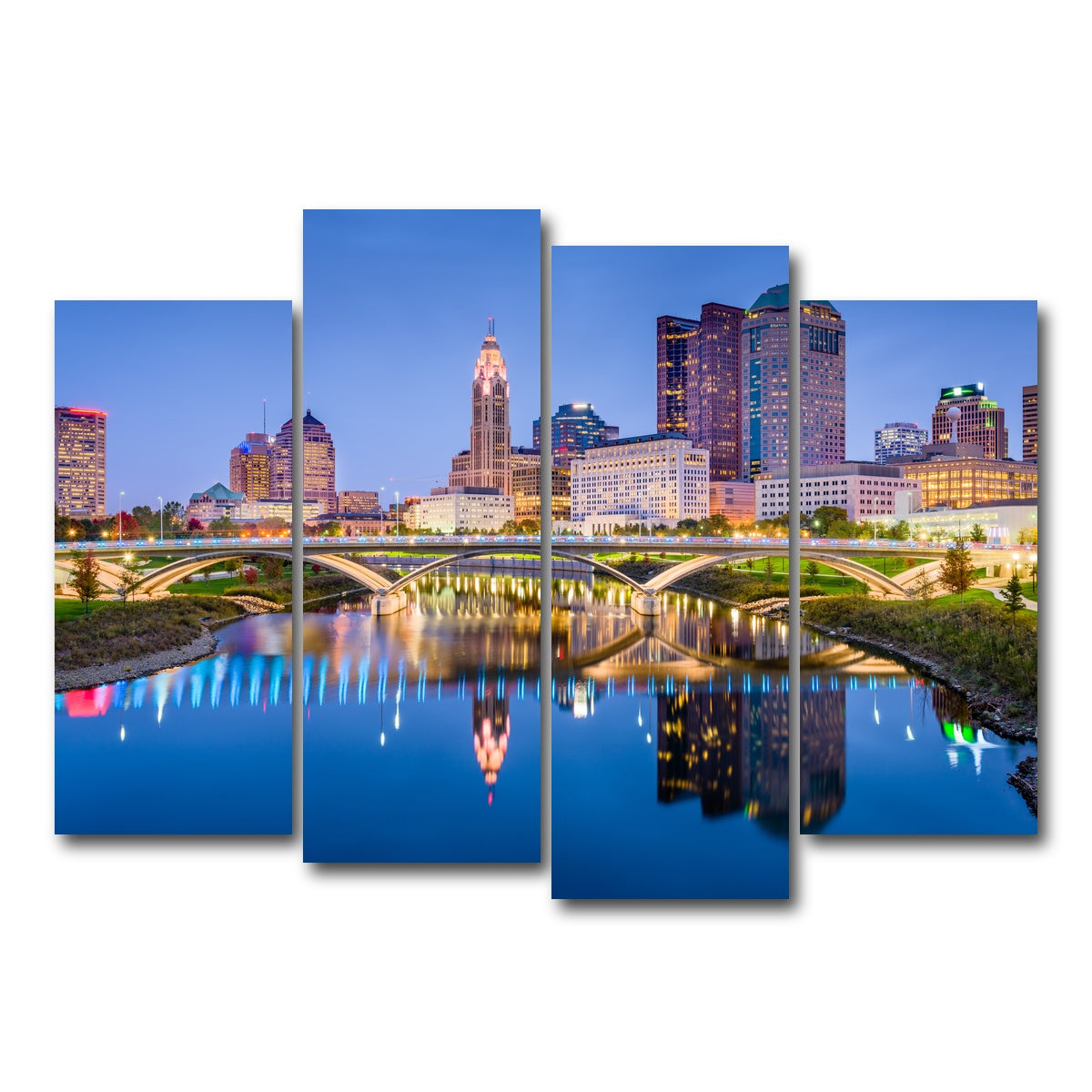 AUTO-MOCKUP WHITE | Columbus Skyline | 4 Piece | Gallery Wrap Canvas | group=4_normal
