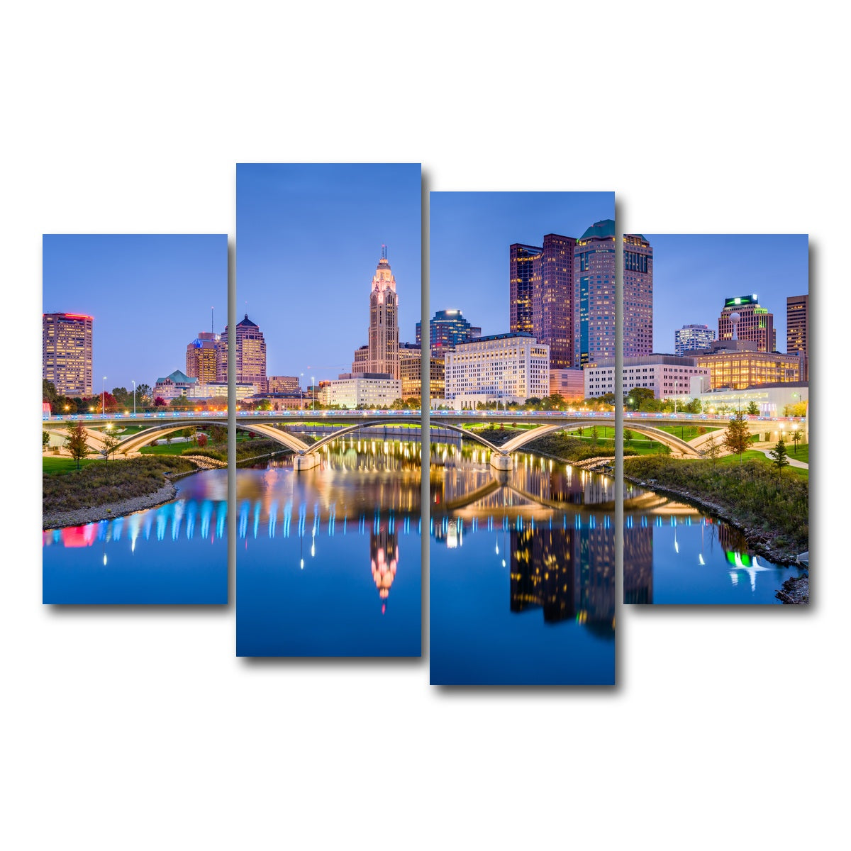 AUTO-MOCKUP WHITE | Columbus Skyline | 4 Piece | Gallery Wrap Canvas | group=4_short