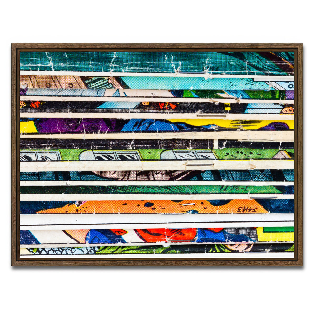 AUTO-MOCKUP WHITE | Comic Book Stack | 1 Piece | Walnut Framed Canvas | group=4x3