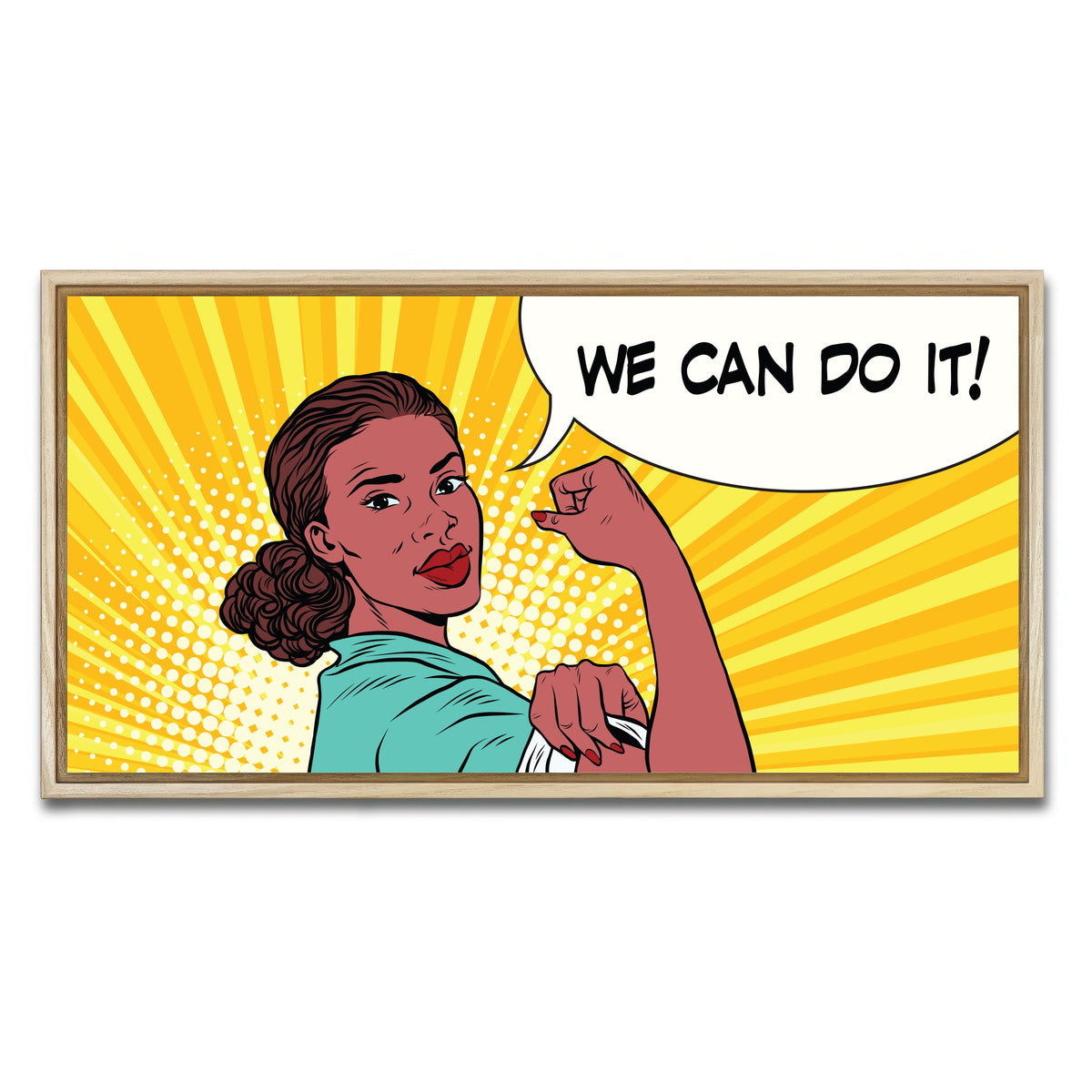 AUTO-MOCKUP WHITE | Comic We Can Do It | 1 Piece | Natural Framed Canvas | group=2x1