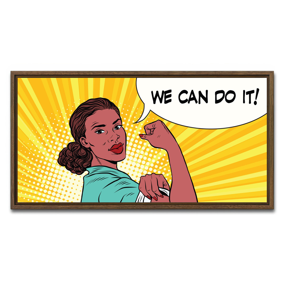 AUTO-MOCKUP WHITE | Comic We Can Do It | 1 Piece | Walnut Framed Canvas | group=2x1