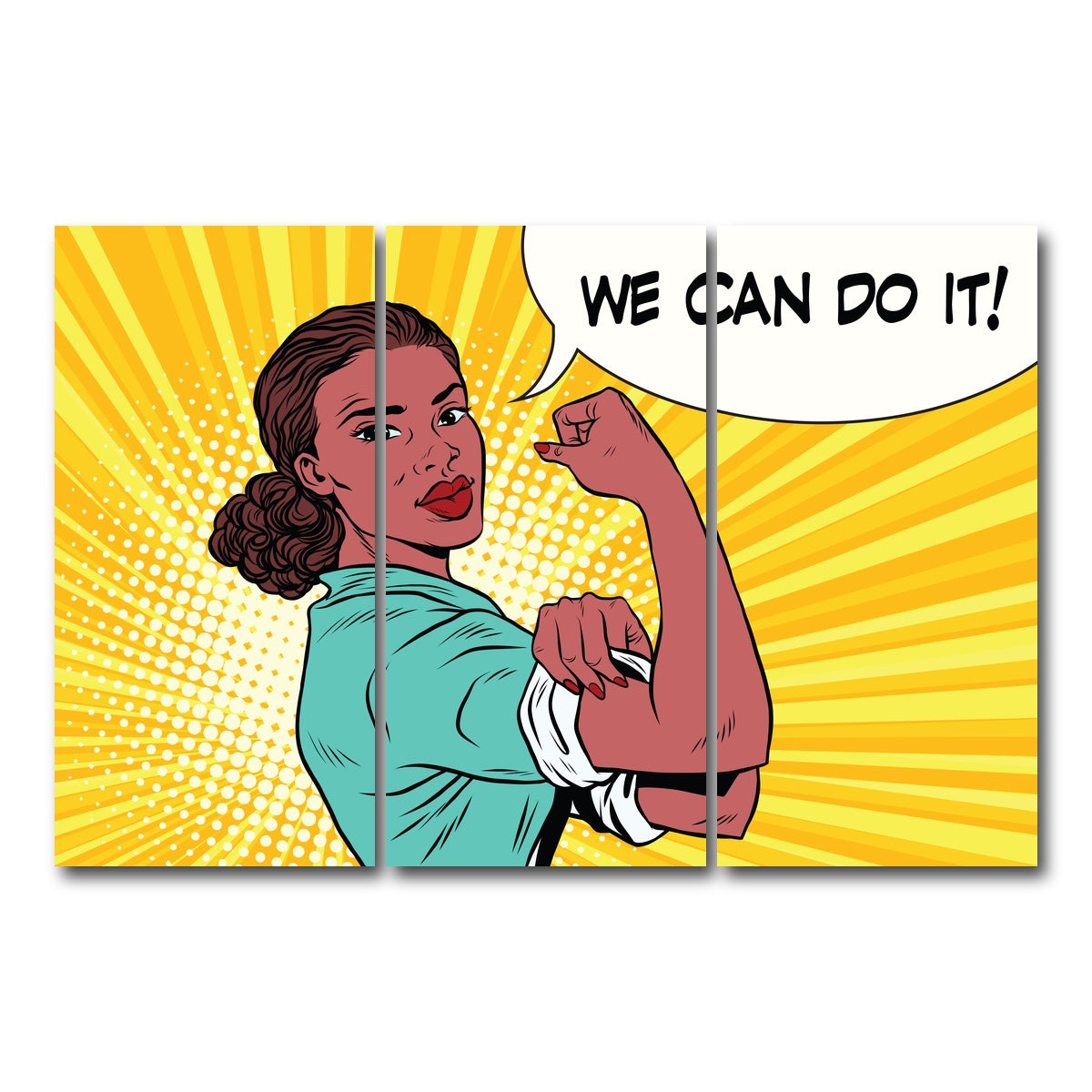 AUTO-MOCKUP WHITE | Comic We Can Do It | 3 Piece | Gallery Wrap Canvas | group=12x24