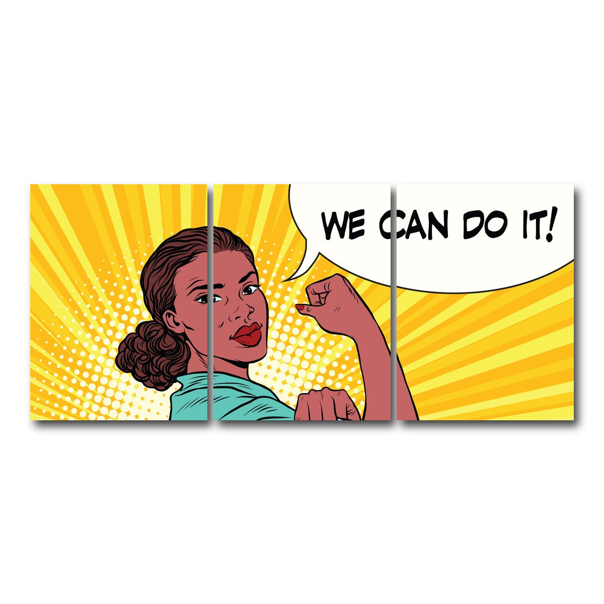 AUTO-MOCKUP WHITE | Comic We Can Do It | 3 Piece | Gallery Wrap Canvas | group=18x24