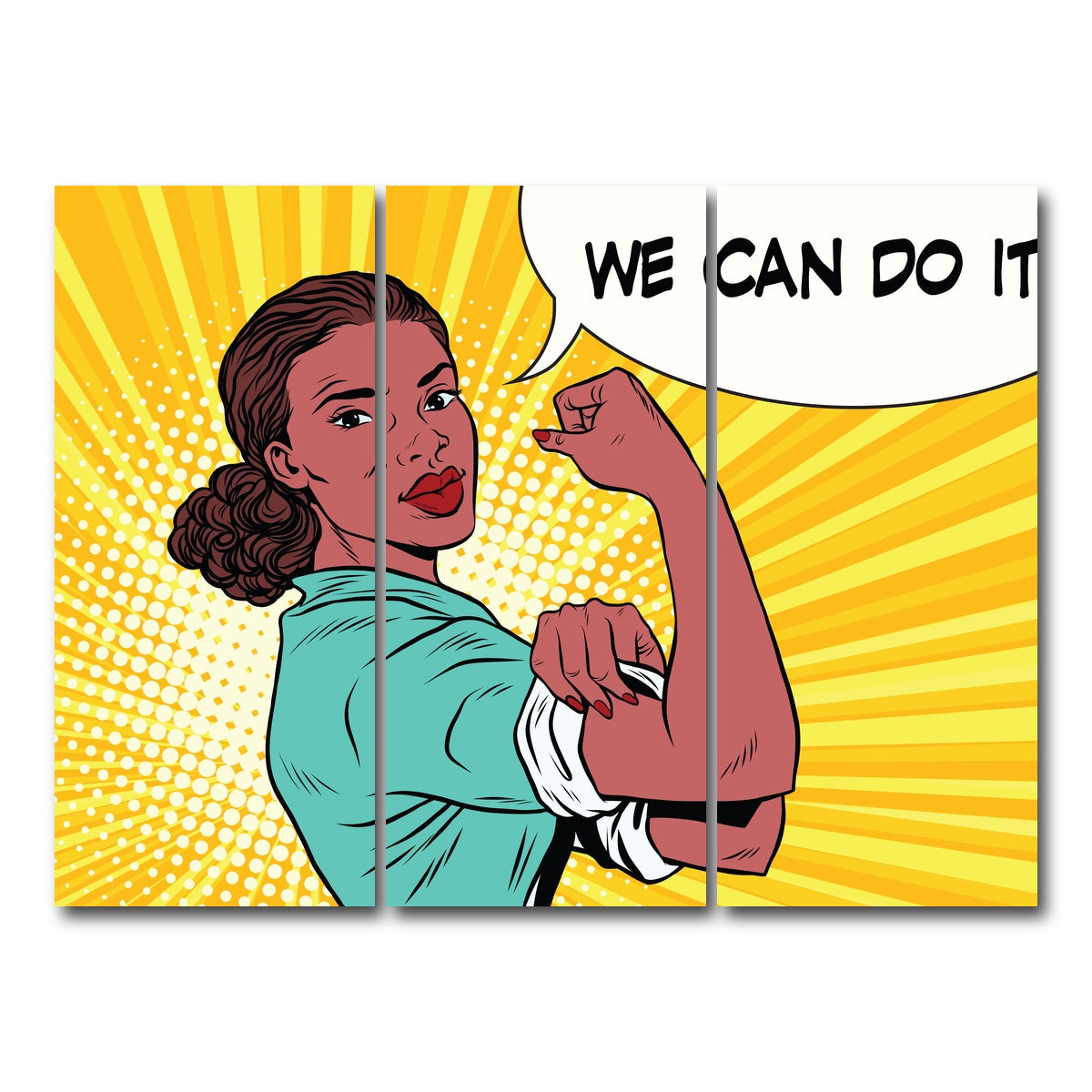 AUTO-MOCKUP WHITE | Comic We Can Do It | 3 Piece | Gallery Wrap Canvas | group=8x18