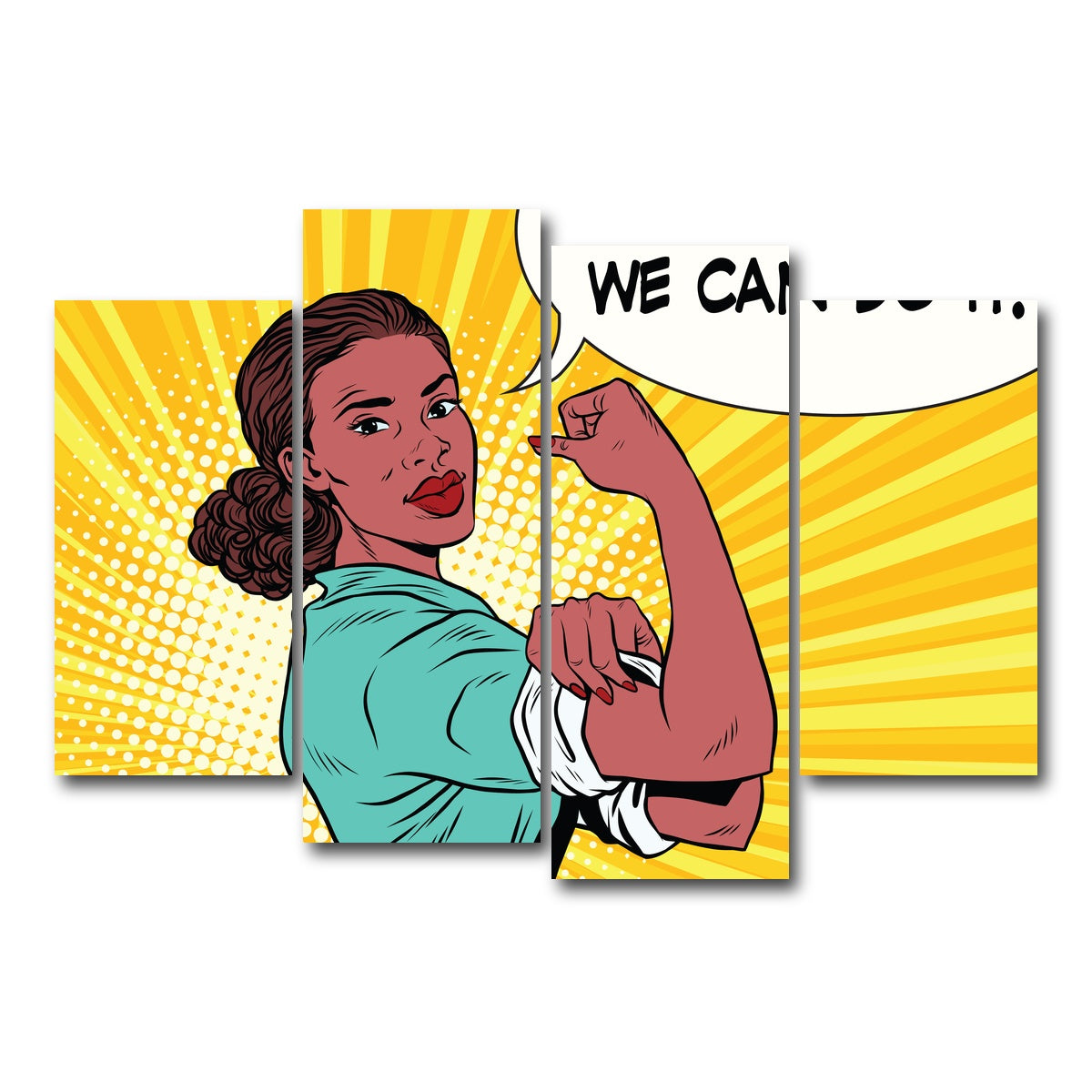 AUTO-MOCKUP WHITE | Comic We Can Do It | 4 Piece | Gallery Wrap Canvas | group=4_short