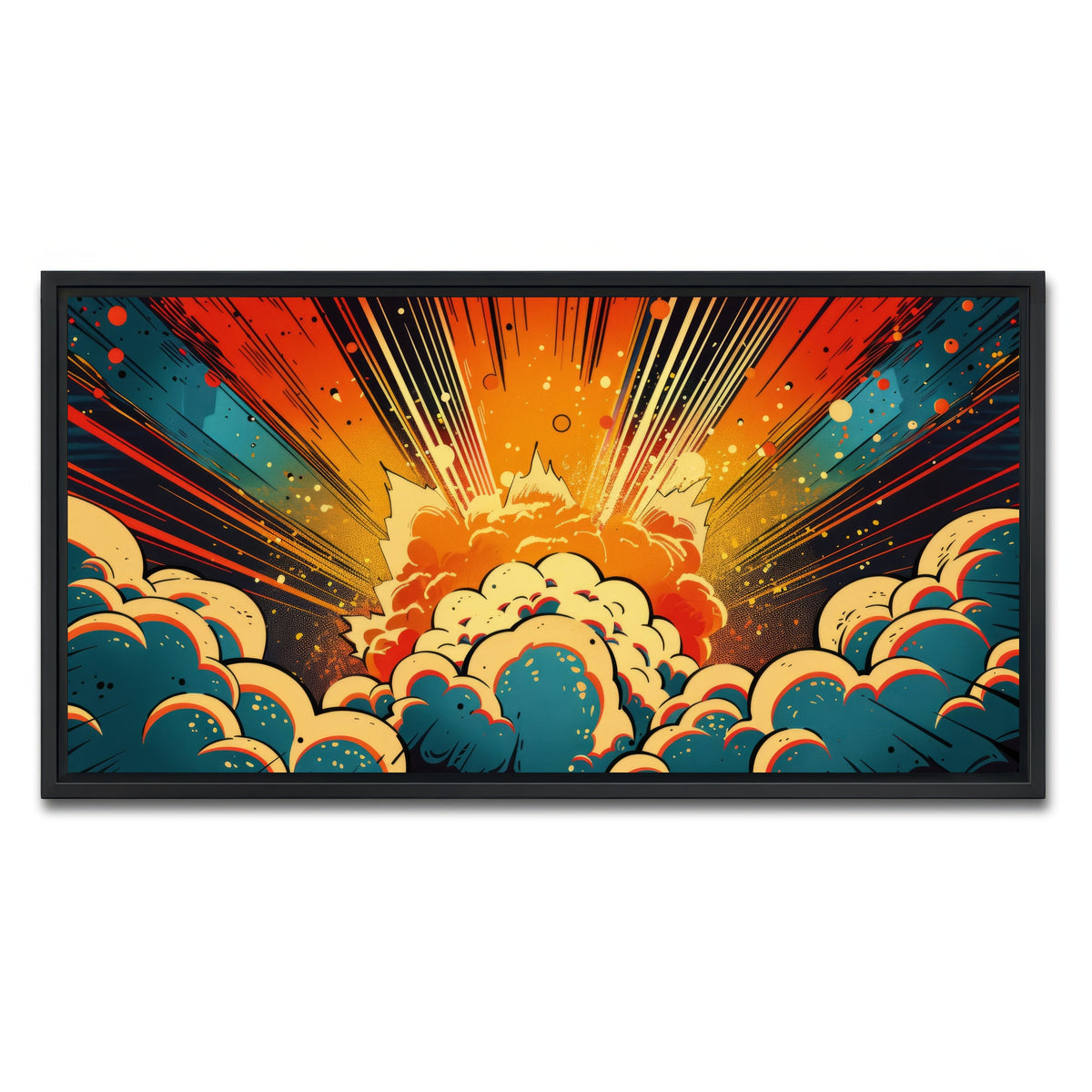 AUTO-MOCKUP WHITE | Comic book explosion | 1 Piece | Black Framed Canvas | group=2x1