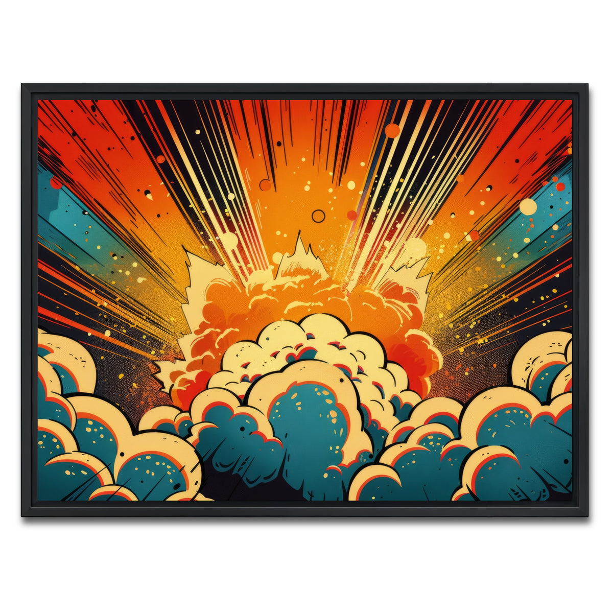 AUTO-MOCKUP WHITE | Comic book explosion | 1 Piece | Black Framed Canvas | group=4x3