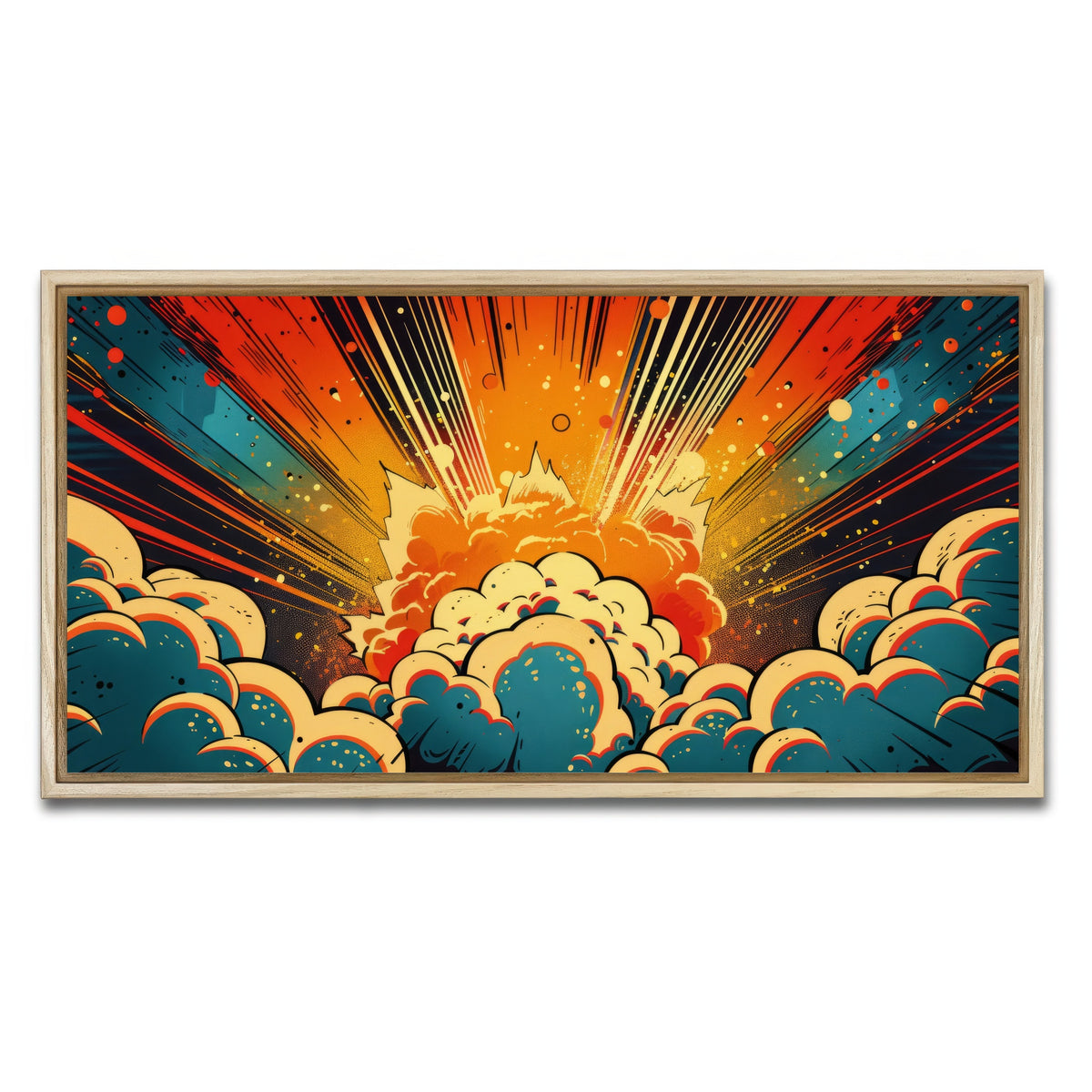 AUTO-MOCKUP WHITE | Comic book explosion | 1 Piece | Natural Framed Canvas | group=2x1
