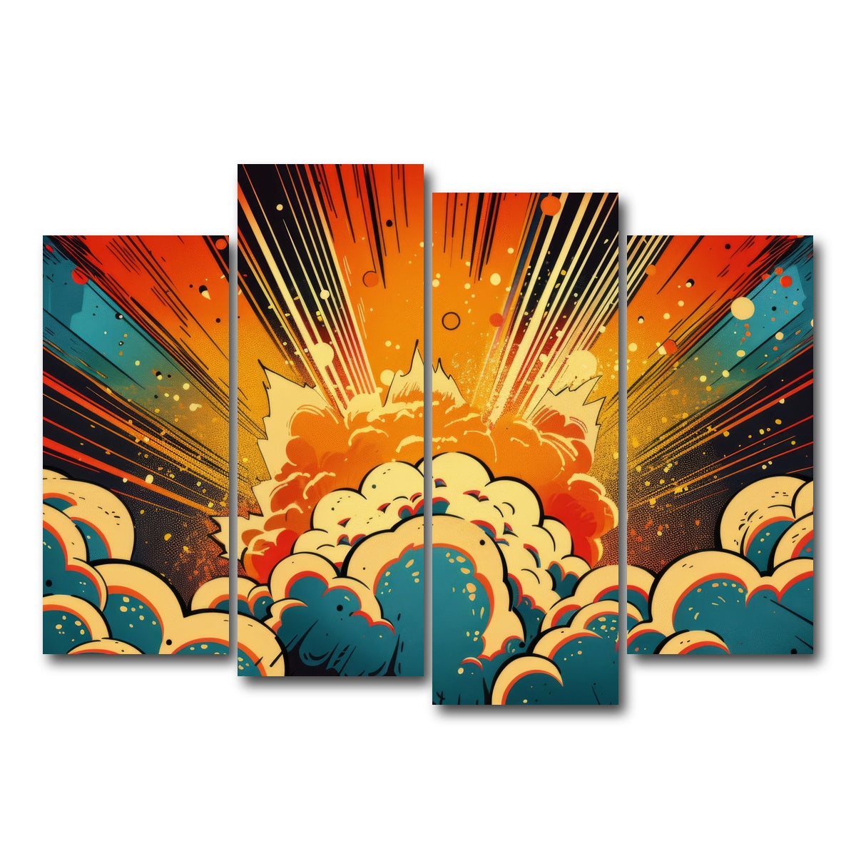 AUTO-MOCKUP WHITE | Comic book explosion | 4 Piece | Gallery Wrap Canvas | group=4_normal