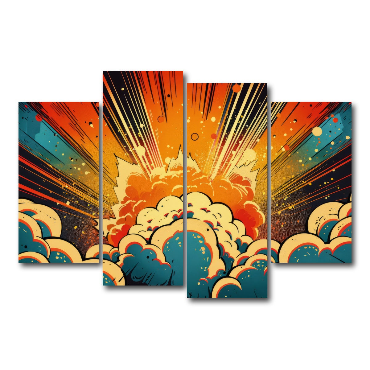 AUTO-MOCKUP WHITE | Comic book explosion | 4 Piece | Gallery Wrap Canvas | group=4_short