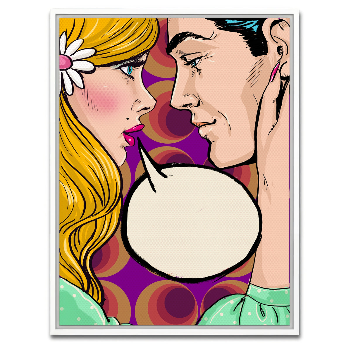 AUTO-MOCKUP WHITE | Comic first kiss | 1 Piece | White Framed Canvas | group=3x4