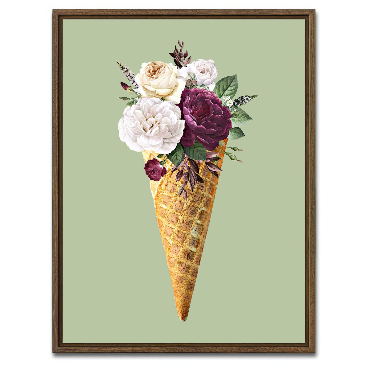 AUTO-MOCKUP WHITE | Cone flower canvas art | 1 Piece | Walnut Framed Canvas | group=3x4