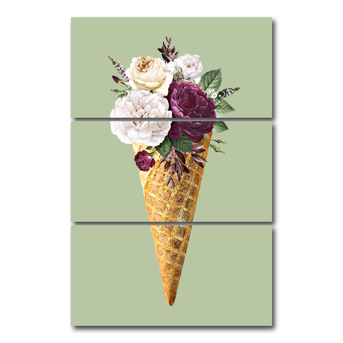 AUTO-MOCKUP WHITE | Cone flower canvas art | 3 Piece | Gallery Wrap Canvas | group=12x24_stacked