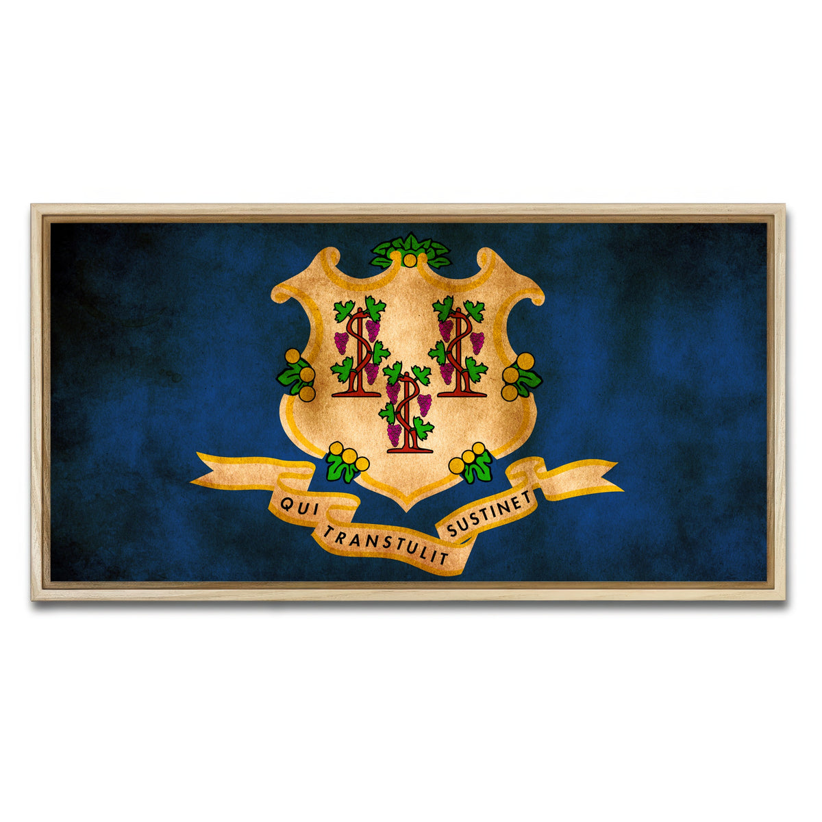AUTO-MOCKUP WHITE | Connecticut State Flag | 1 Piece | Natural Framed Canvas | group=2x1