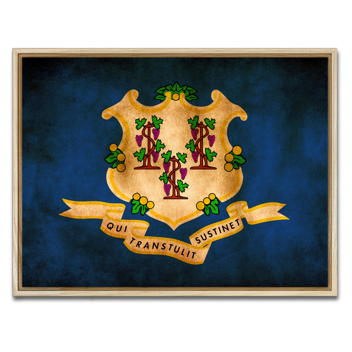 AUTO-MOCKUP WHITE | Connecticut State Flag | 1 Piece | Natural Framed Canvas | group=4x3