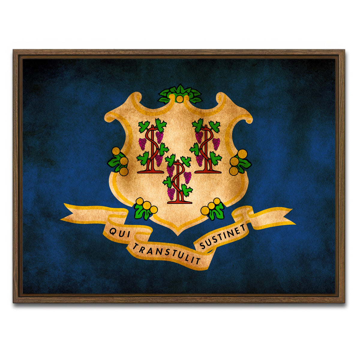 AUTO-MOCKUP WHITE | Connecticut State Flag | 1 Piece | Walnut Framed Canvas | group=4x3