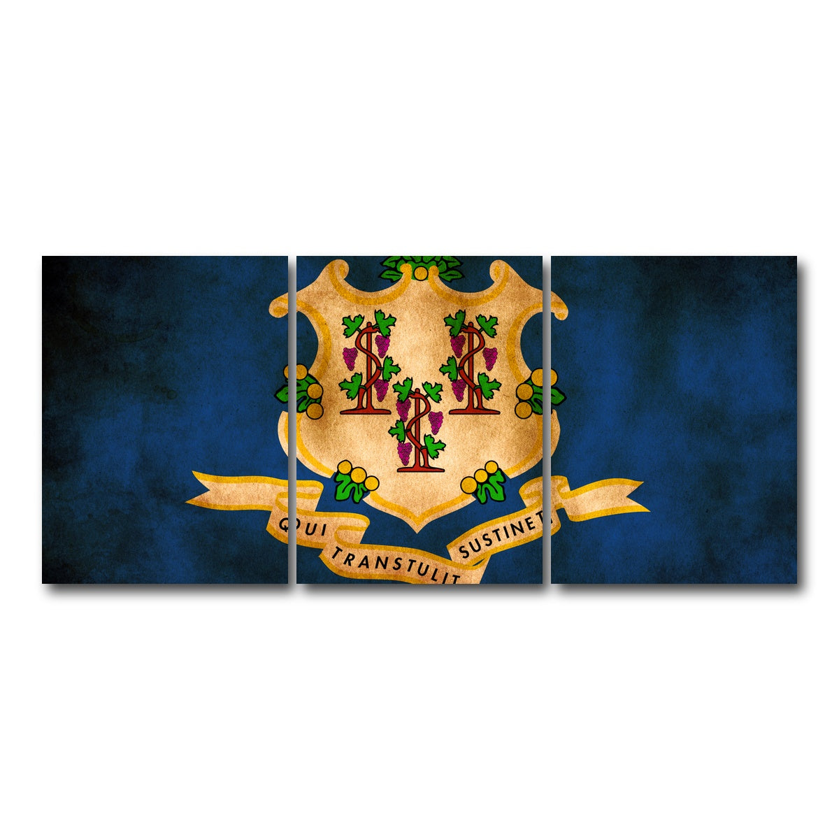 AUTO-MOCKUP WHITE | Connecticut State Flag | 3 Piece | Gallery Wrap Canvas | group=18x24