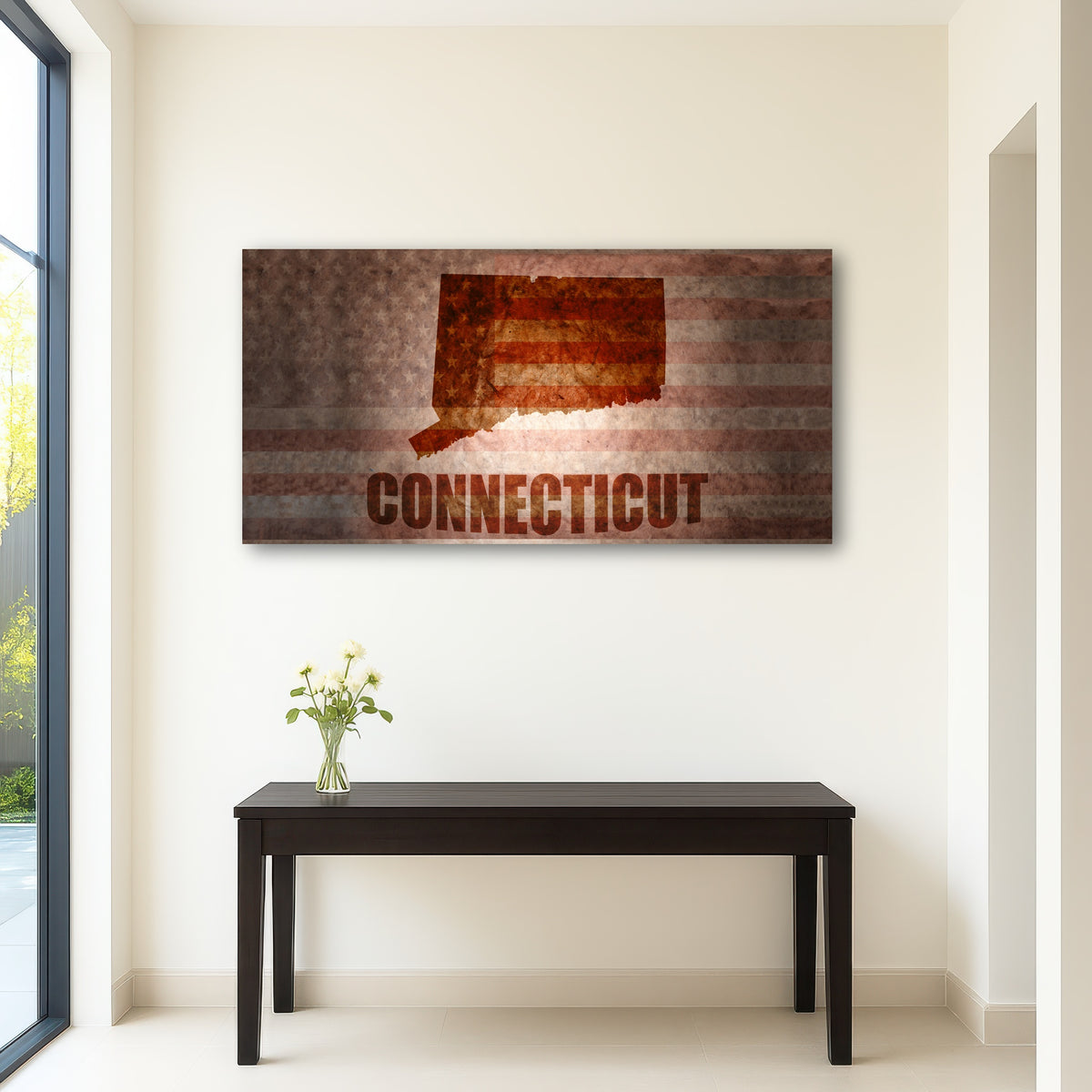AUTO-MOCKUP ROOM | Connecticut map on American Flag