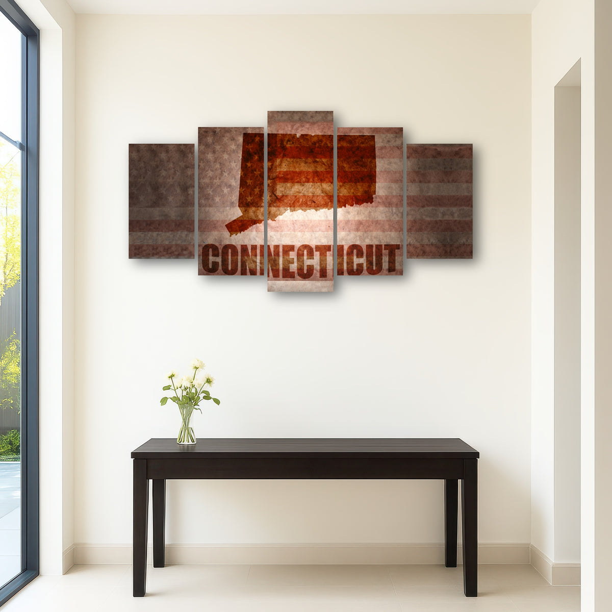 AUTO-MOCKUP ROOM | Connecticut map on American Flag