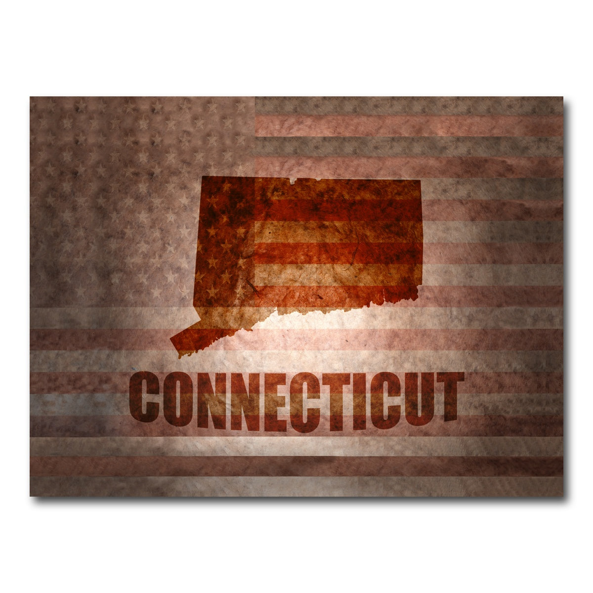 AUTO-MOCKUP WHITE | Connecticut map on American Flag | 1 Piece | Gallery Wrap Canvas | group=4x3