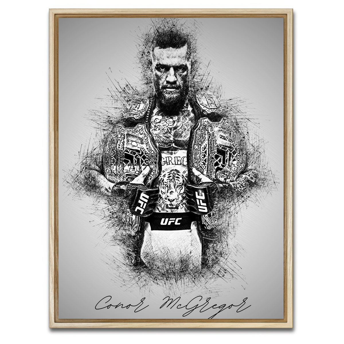 AUTO-MOCKUP WHITE | Conor McGregor | 1 Piece | Natural Framed Canvas | group=3x4