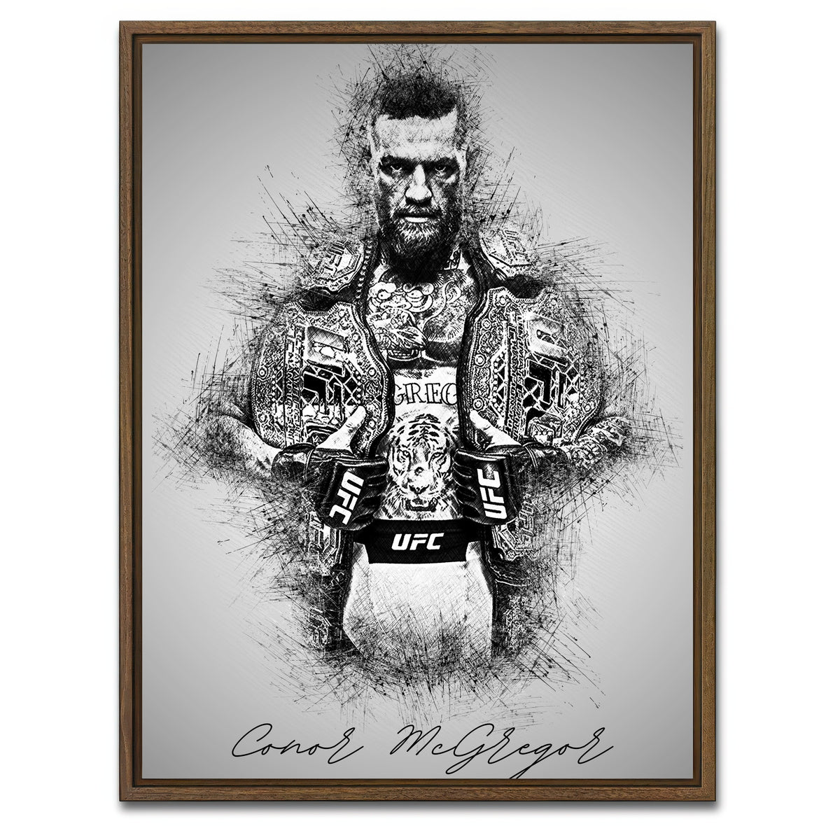AUTO-MOCKUP WHITE | Conor McGregor | 1 Piece | Walnut Framed Canvas | group=3x4