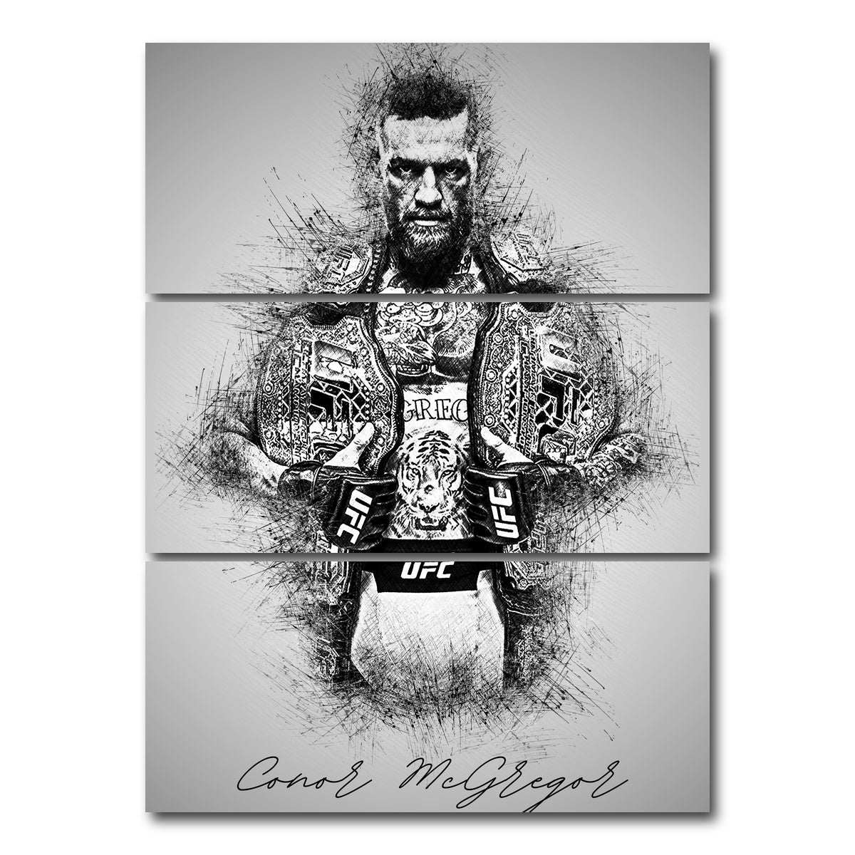 AUTO-MOCKUP WHITE | Conor McGregor | 3 Piece | Gallery Wrap Canvas | group=8x18_stacked